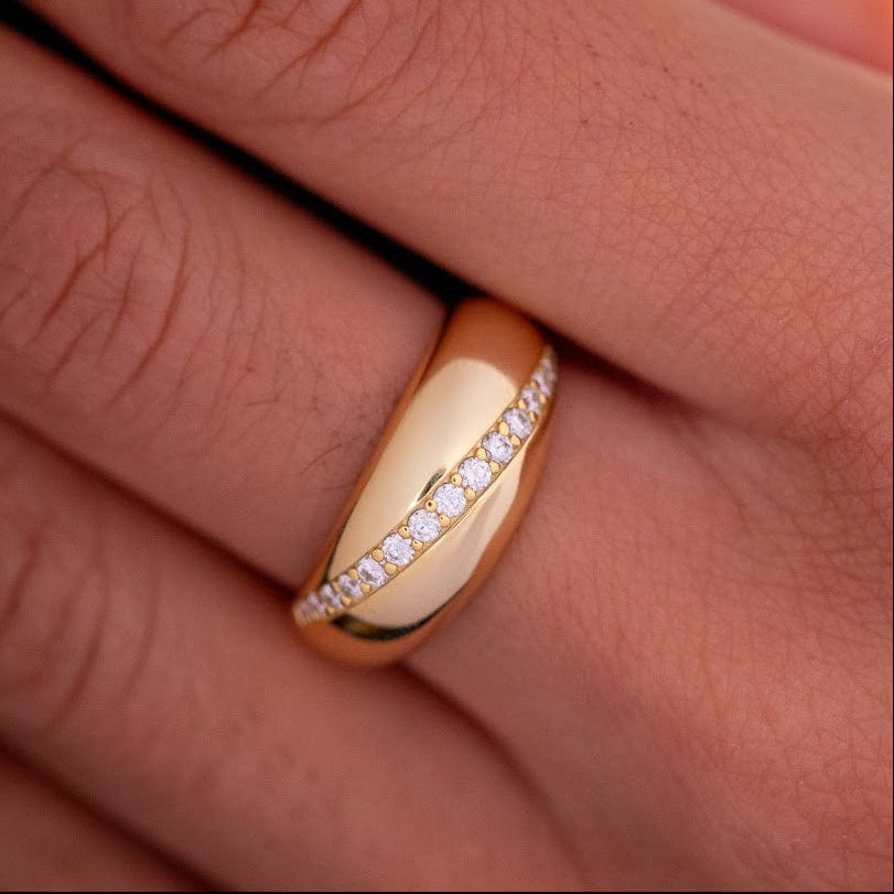 Women's Gold-Plated Moissanite Cluster Ring