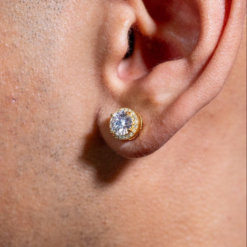Men's 6.5mm Moissanite Stud Earring - VVS Clarity