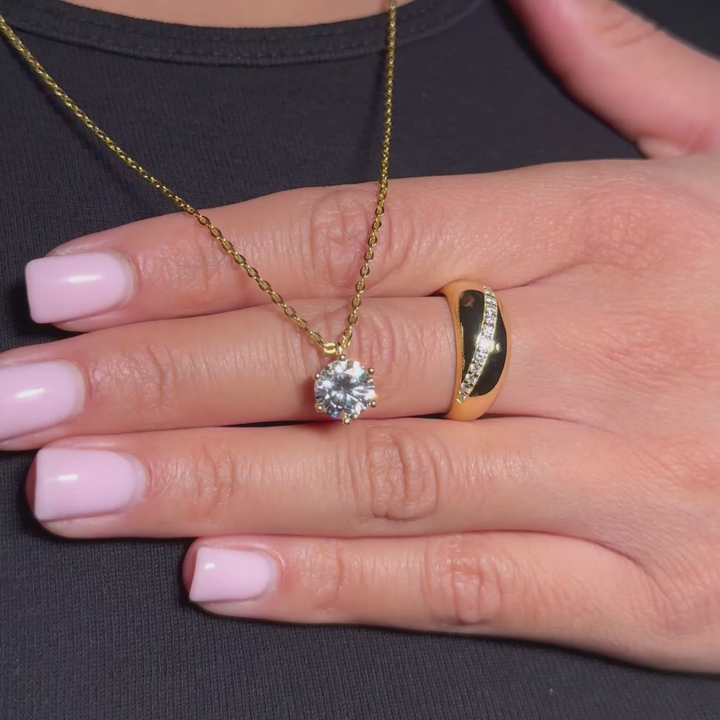 Women's Gold-Plated Moissanite Cluster Ring